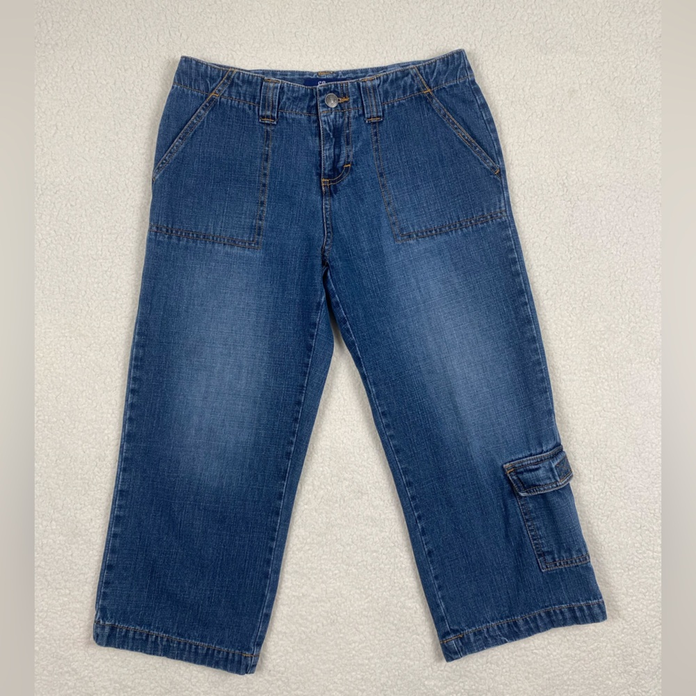 Vintage SO GSJC Blue Denim Cargo Capri Pants Size 3